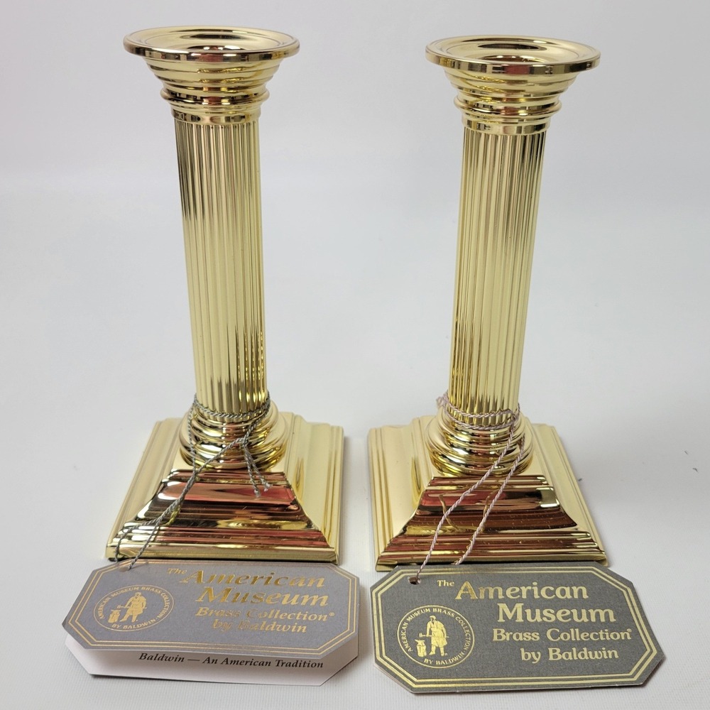 Baldwin Brass Smithsonian Candlestick Set 2 American Museum Collection 7089 6.5"